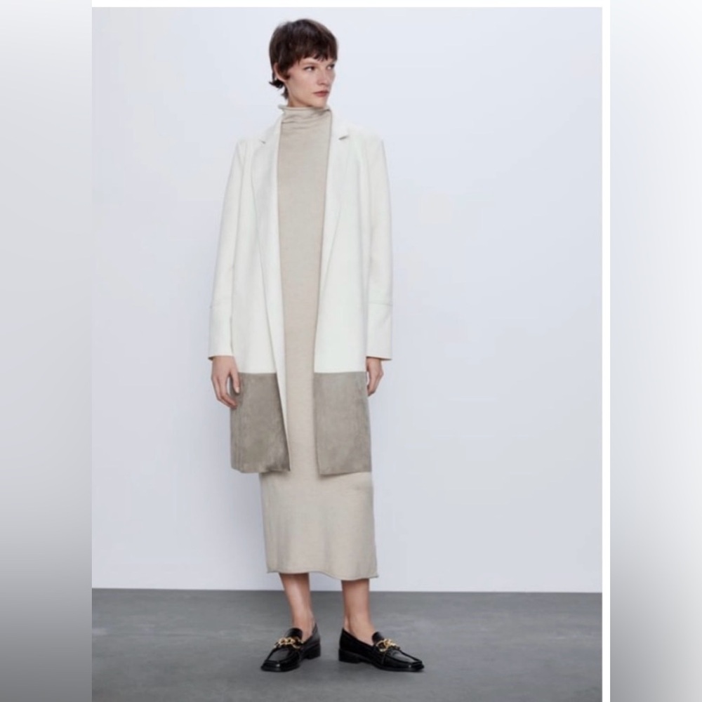 Zara Women's Cream and Brown Trench Coat